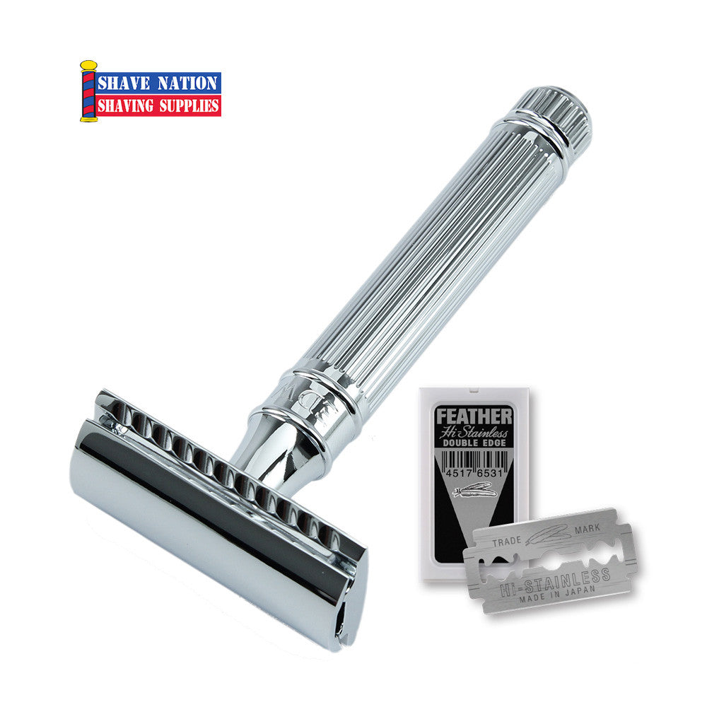 Edwin Jagger Closed Comb DE89LBL Lined Chrome Safety Razor