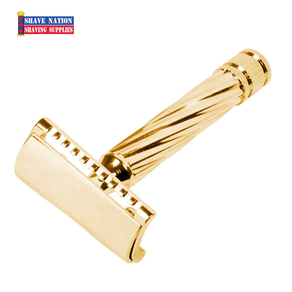 Fatip Lo Storto Closed Comb Slant Bar Gold Safety Razor