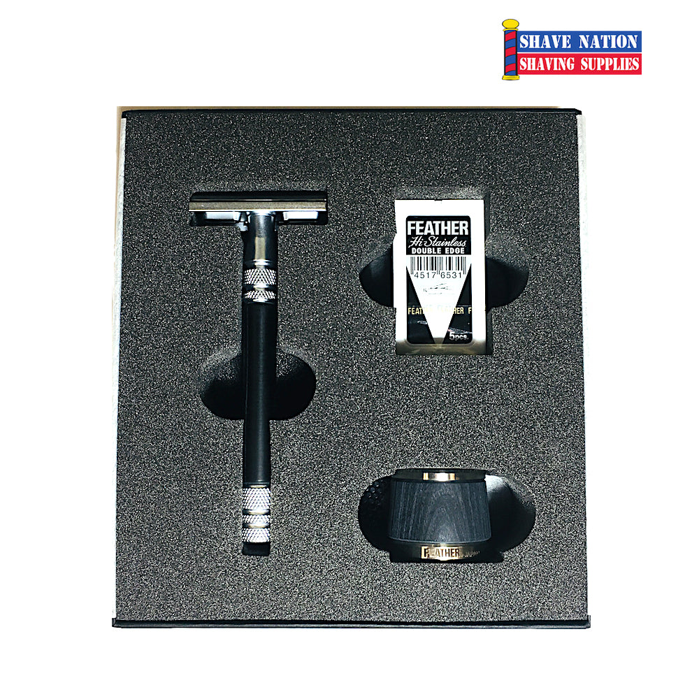 Feather Closed Comb Stainless Safety Razor-Wood Handle-Gift Set | Shave ...