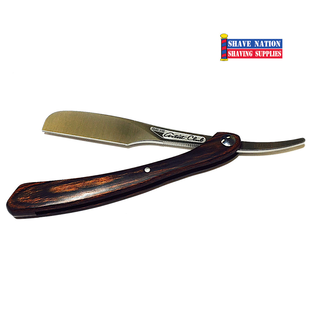 Feather DX Wood Handle Artist Club Folding Straight Razor | Shave ...