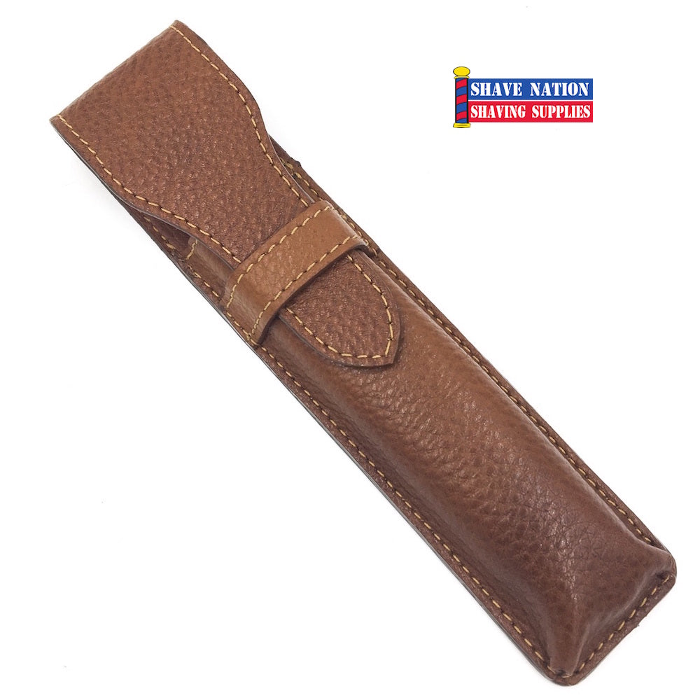 Parker Straight Razor Case Saddle Brown
