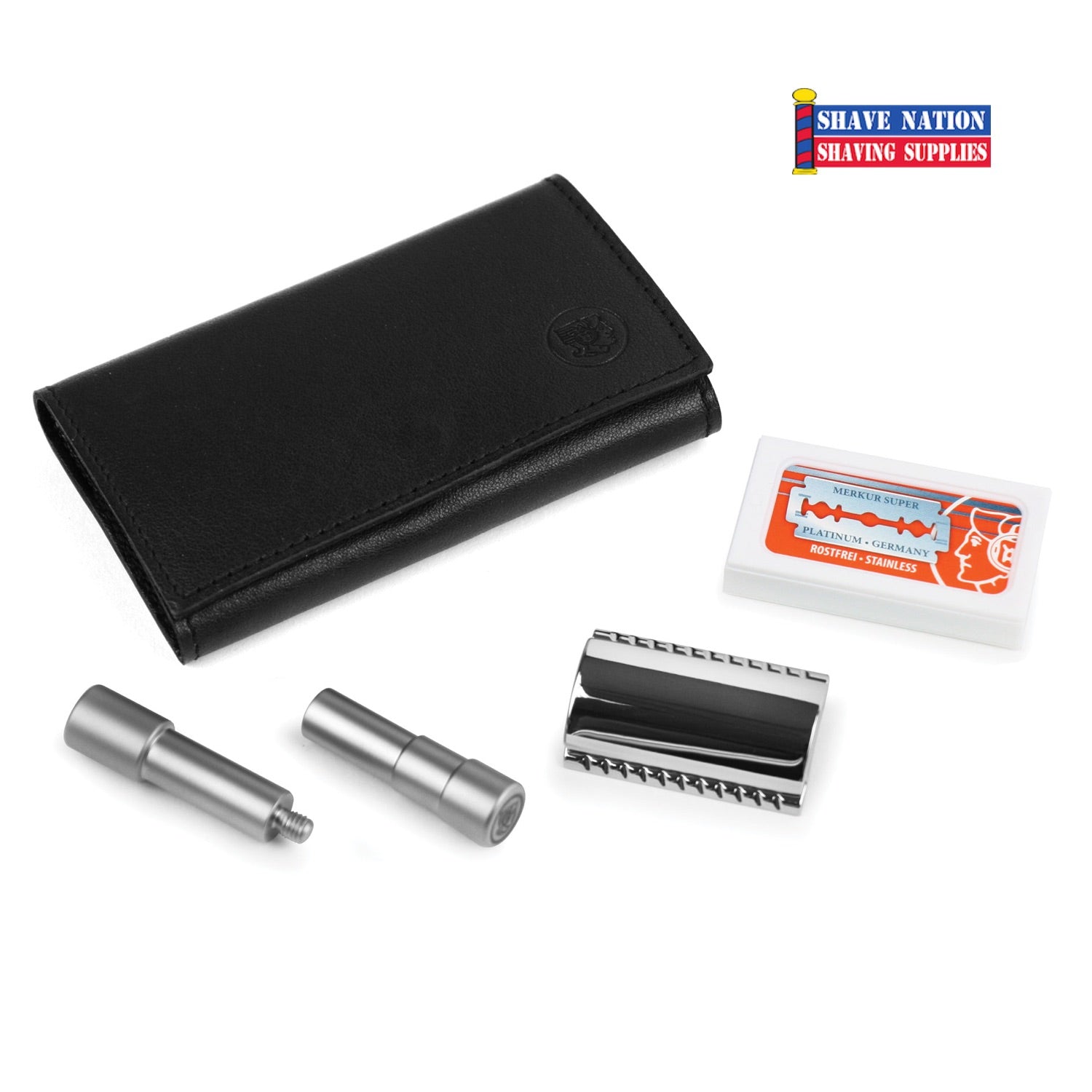 Merkur Razor Set Merkur 46C Satin Safety Razor Travel Set with Blades | Shave Nation ...