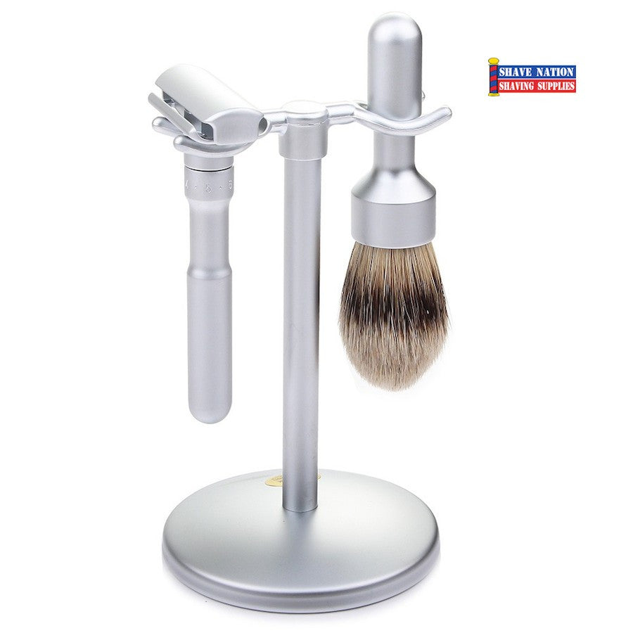 Merkur Futur Adjustable Safety Razor Set 3-Piece Brushed Satin Chrome