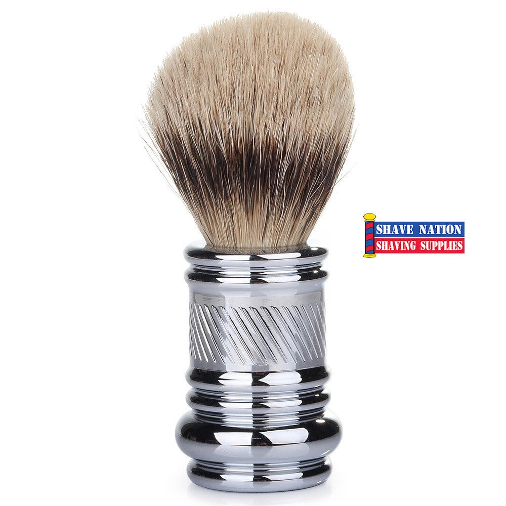 Merkur Silvertip Brush w/ Chrome Barber Pole Handle