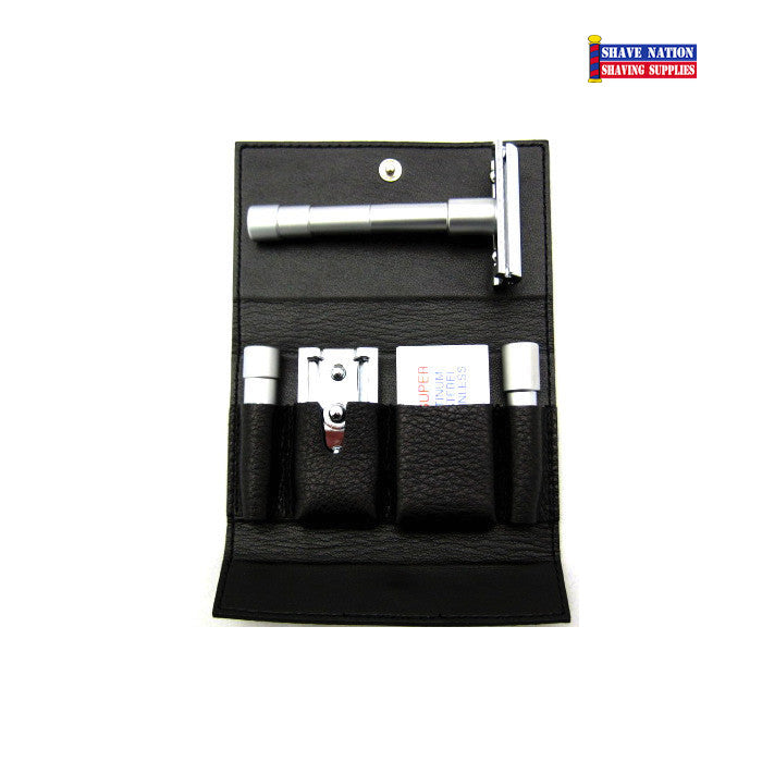 Merkur Razor Set Merkur 46C Satin Safety Razor Travel Set with Blades | Shave Nation ...