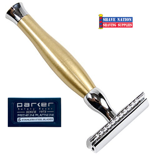Parker Closed Comb Gold Heavyweight Three-Piece Safety Razor 48R