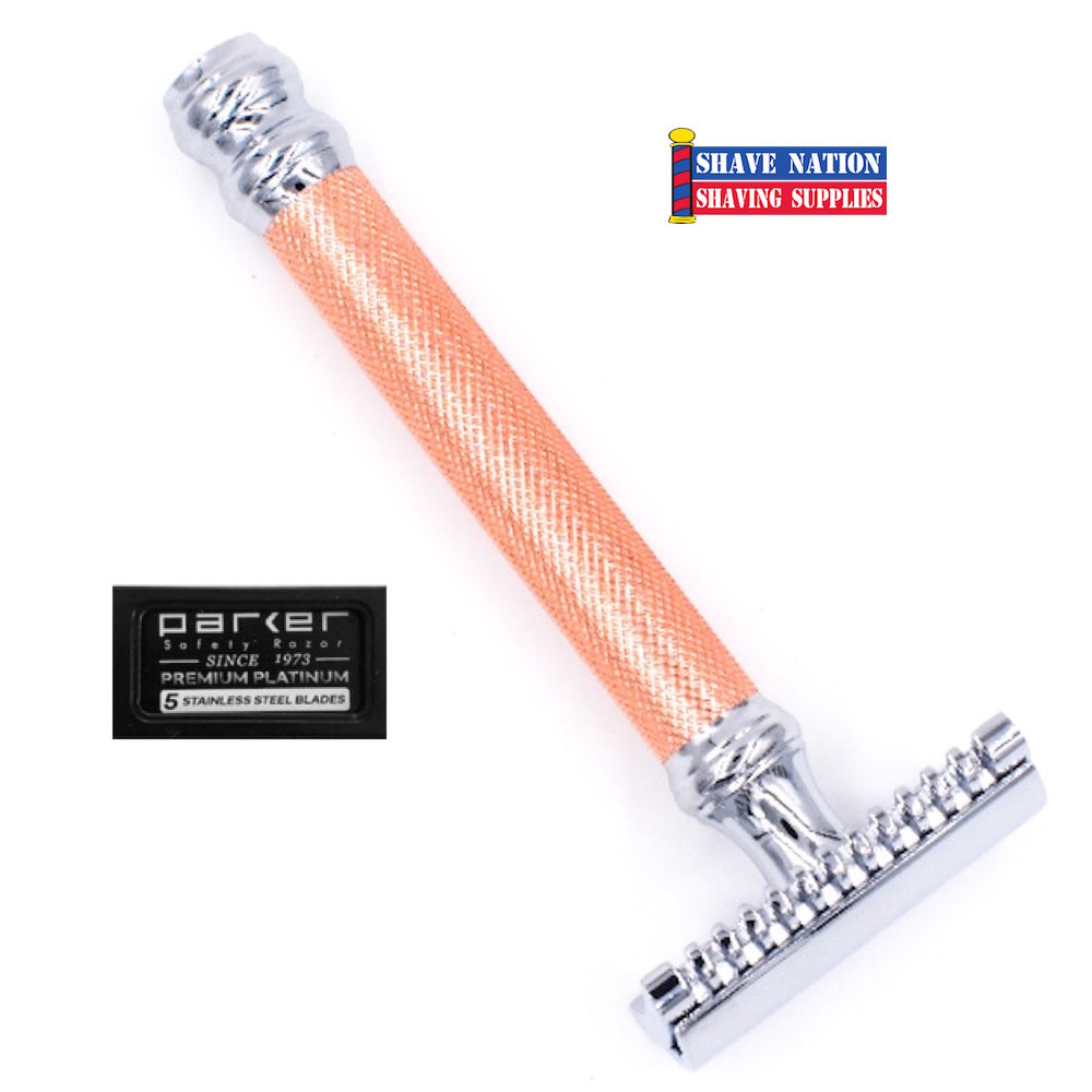Parker 63C Rose Gold Open Comb Three Piece Safety Razor | Shave Nation ...