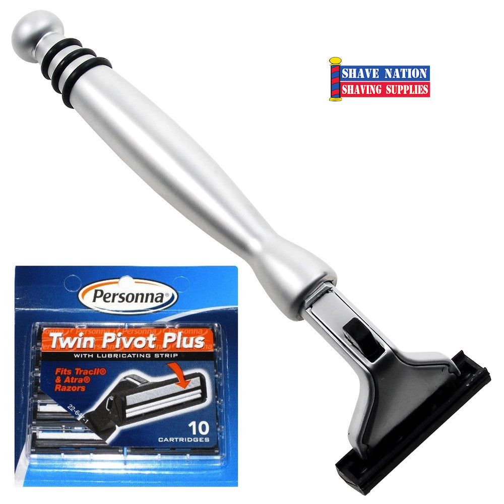 Taconic Atra Pivoting Twin Blade Cartridge Razor with 10 Free Blades