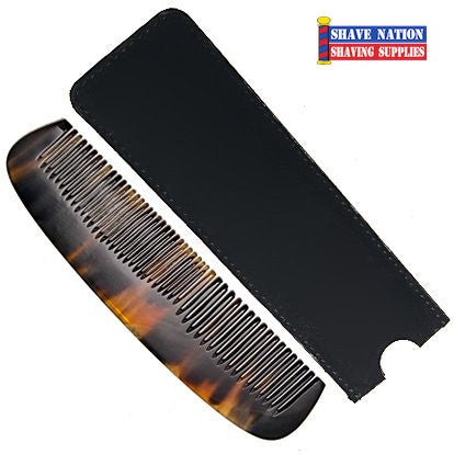 Parker Ox Horn Pocket Comb with Leather Case