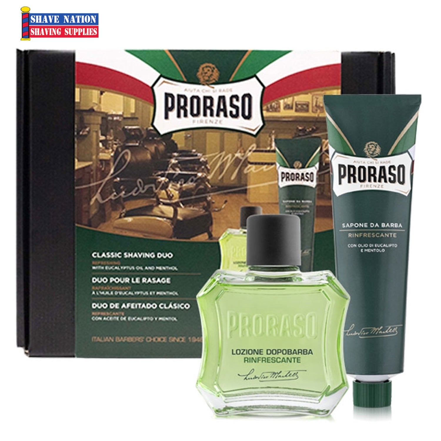 Proraso Classic Shaving Duo for Refreshing - Shave Cream-After Shave Lotion