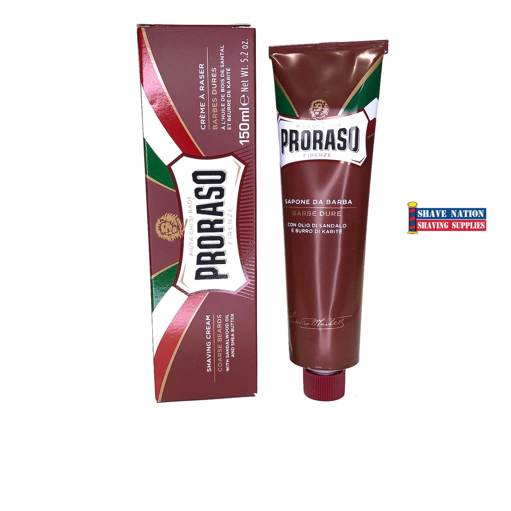 Newest Packaging! Proraso Shaving Cream Sandalwood & Shea Butter RED Tube