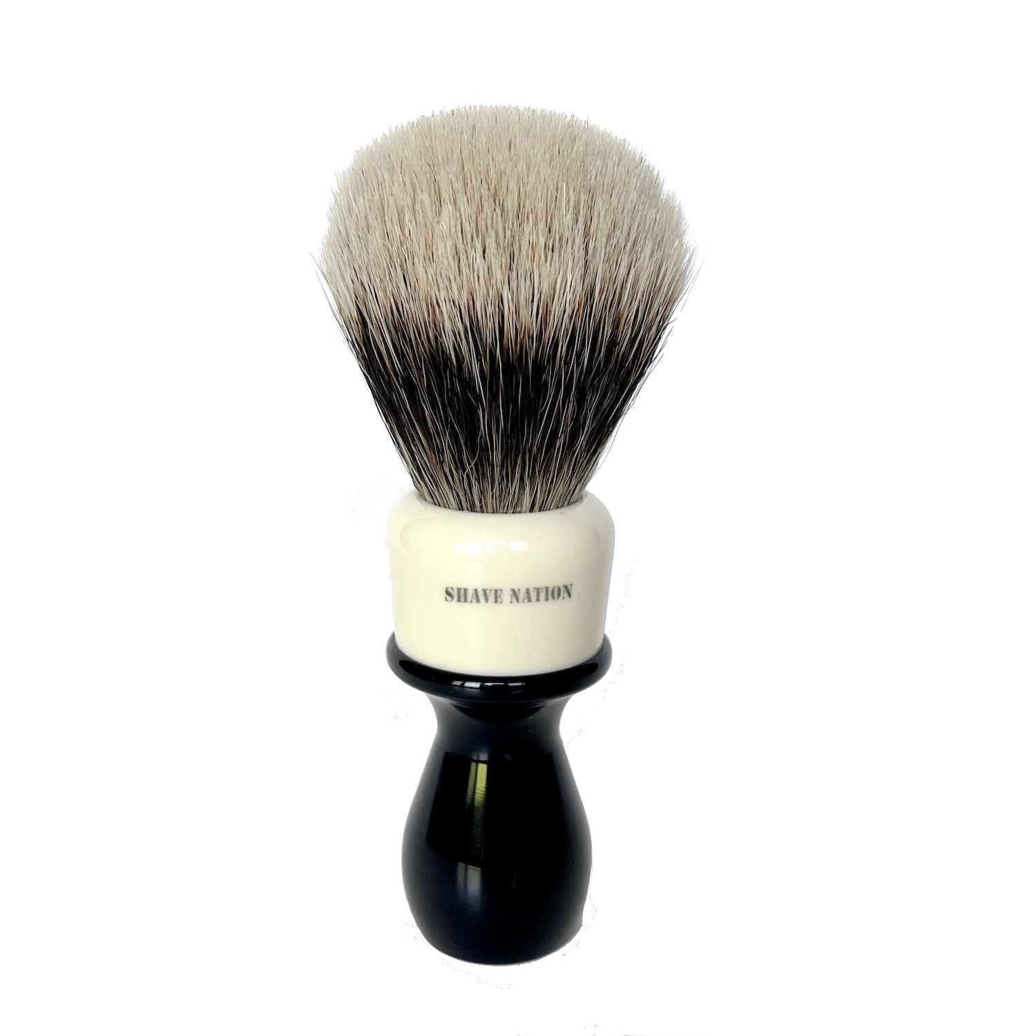 Shave Nation Finest Badger Black and Ivory Resin Handle Brush