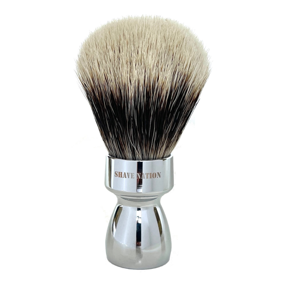 Shave Nation Finest Badger Sleek Chrome Handle Brush
