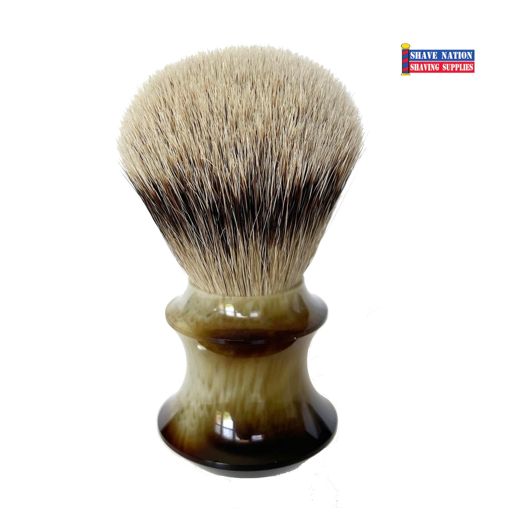 Shave Nation Silvertip Badger Faux Horn Handle Brush
