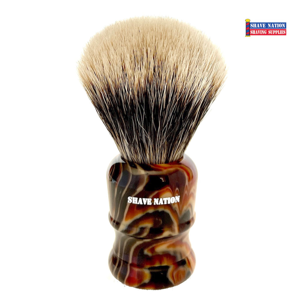 Shave Nation Tiger Swirl Resin Handle Finest Badger Brush