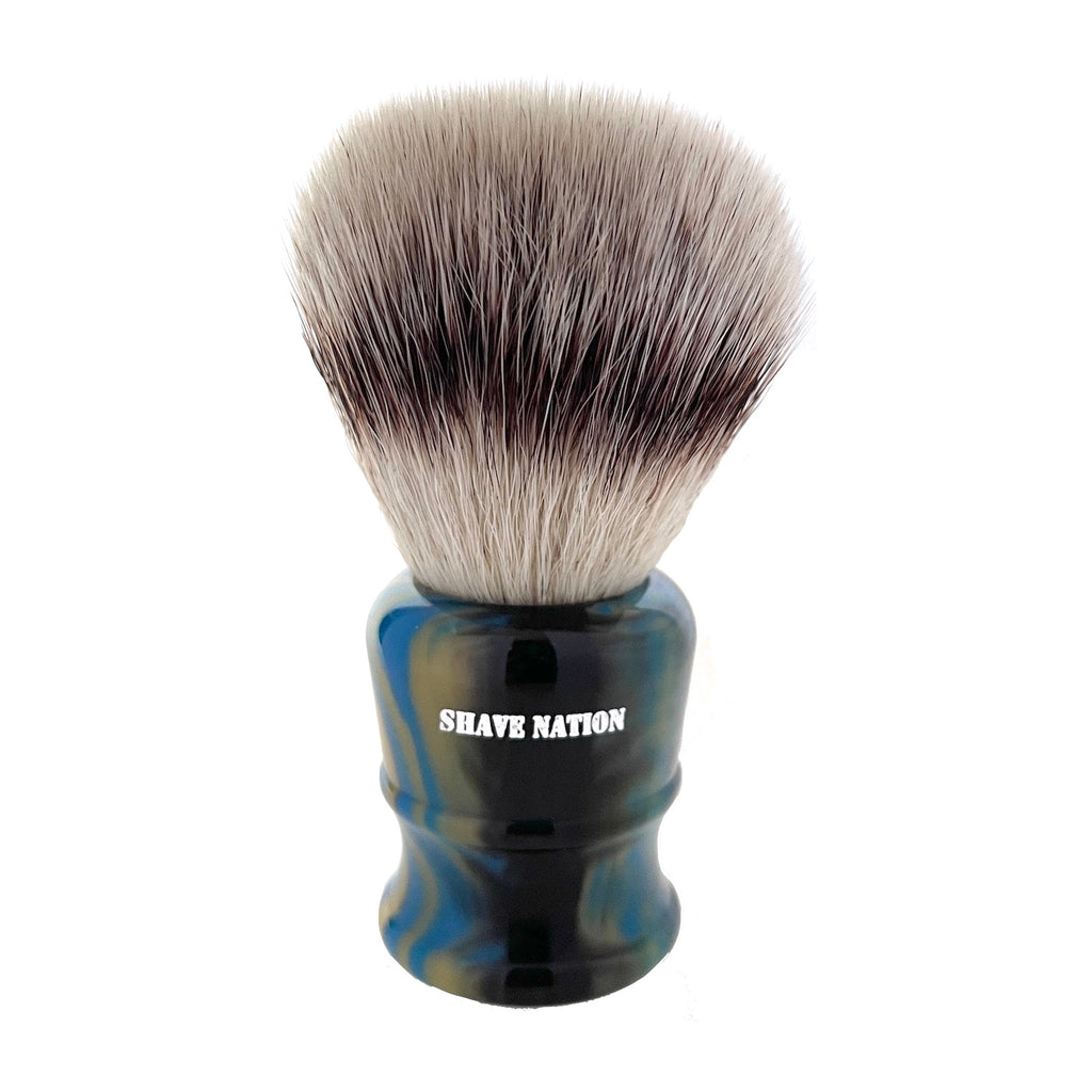 Shave Nation Faux Lapis Stone Resin Handle Synthetic Brush