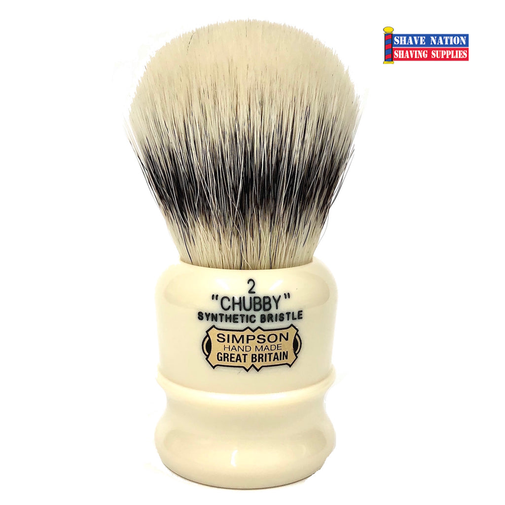 Simpsons Chubby 2 Platinum Fiber Synthetic Brush Faux Ivory Handle