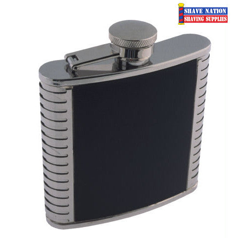 Stainless Flask Black Leather 5oz