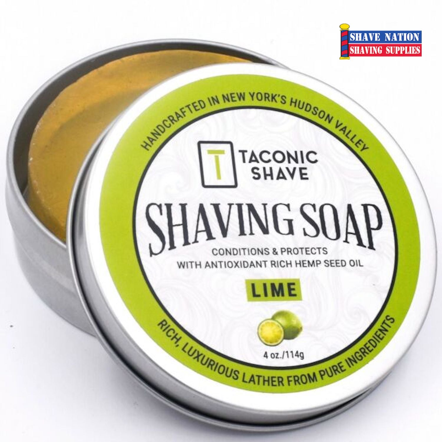Taconic Lime Shaving Soap Tin