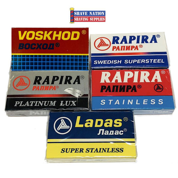 The Russian DE Double Edge Razor Blade Sampler Pack | Shave Nation ...