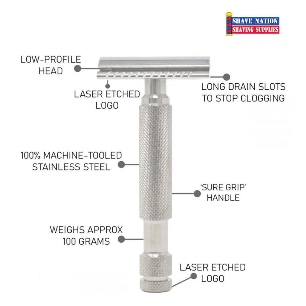 Alpha Outlaw Original Closed Comb Stainless Steel Safety Razor