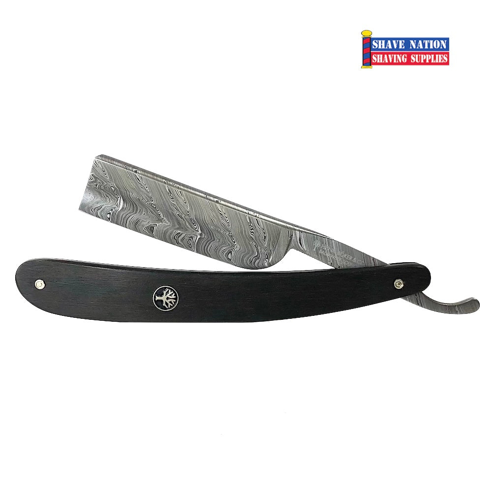 Boker Damascus Steel Ebony Handle Straight Razor 6/8 Blade #051