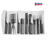 Diane Assorted Comb Set 10-Pack-Black with Case