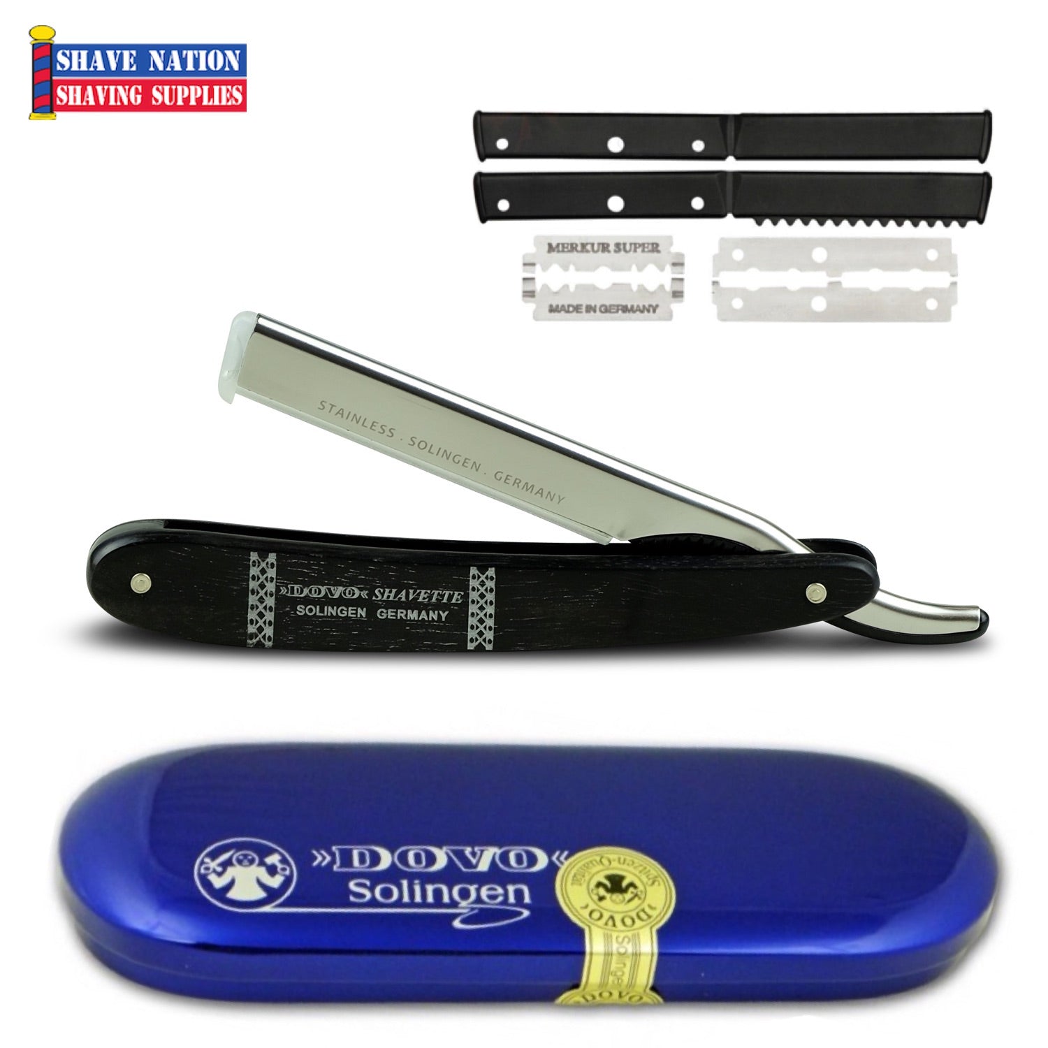 Dovo Shavette Razor Stainless Steel with Ebony Wood Handles | Shave ...