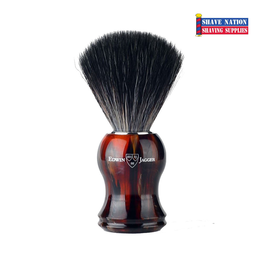 Edwin Jagger Black Synthetic Fiber Brush-Tortoise Handle