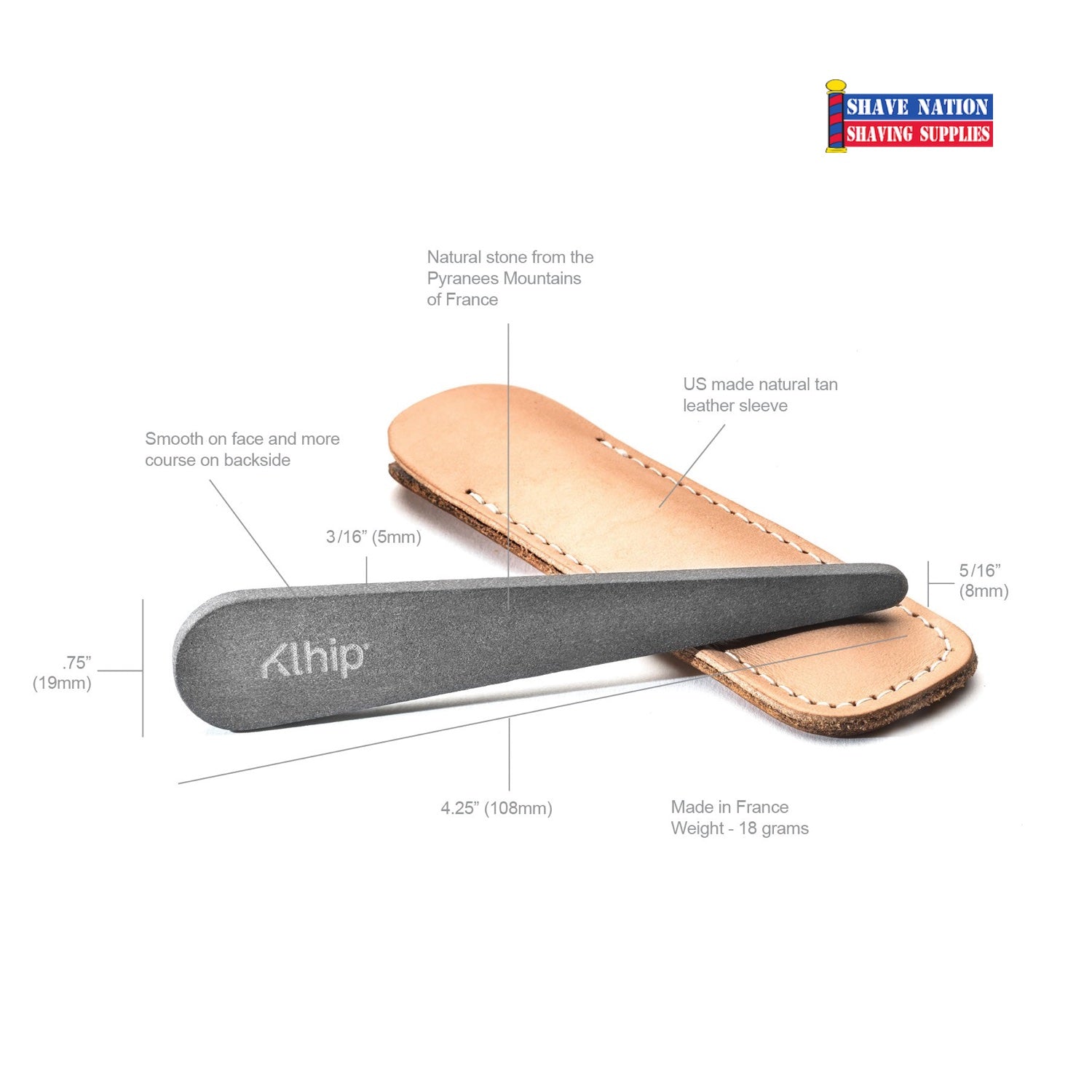 Klhip Stone Nail File with Leather Case