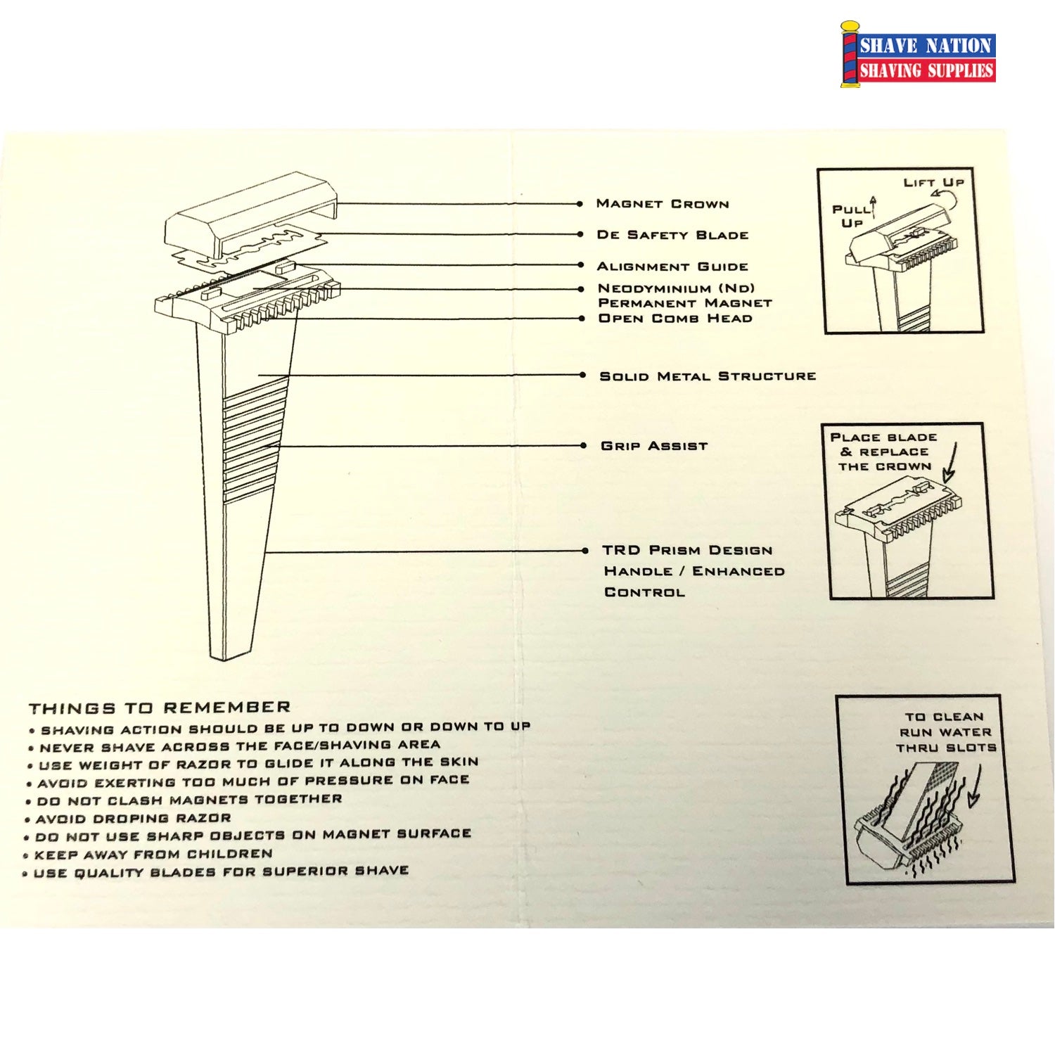 MAG T Delta Magnetic Open Comb Razor | Shave Nation Shaving Supplies®