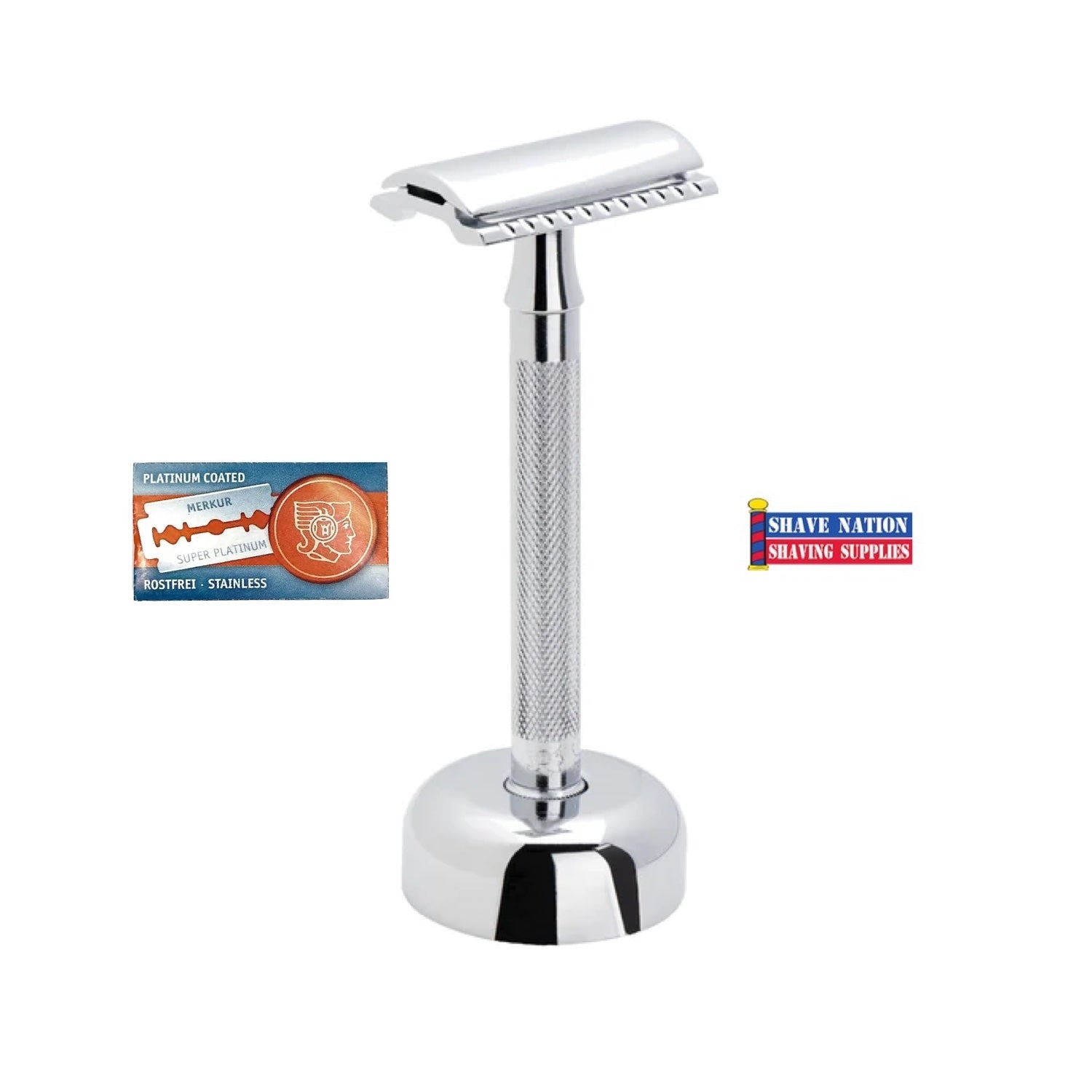 Merkur 23C Safety Razor Set with Stand and Blades