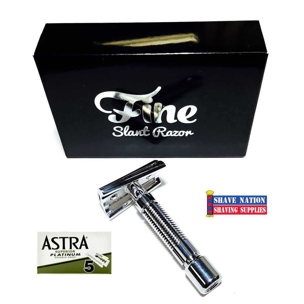 Fine Accoutrements Slant Bar Safety Razor with Astra Blades | Shave ...