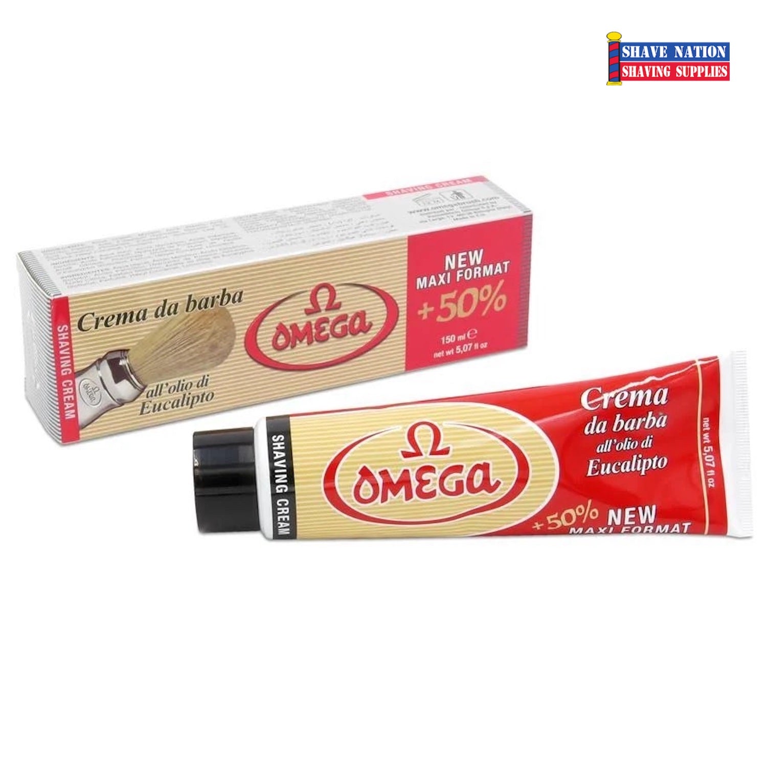 Omega Shaving Cream in Tube-New Maxi Format