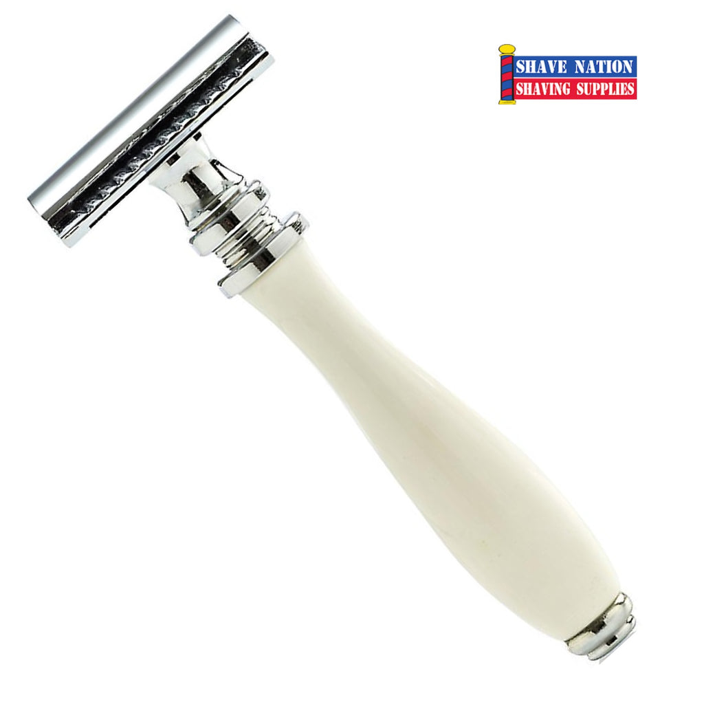 Parker Closed Comb Safety Razor Ivory 3 Piece 111W