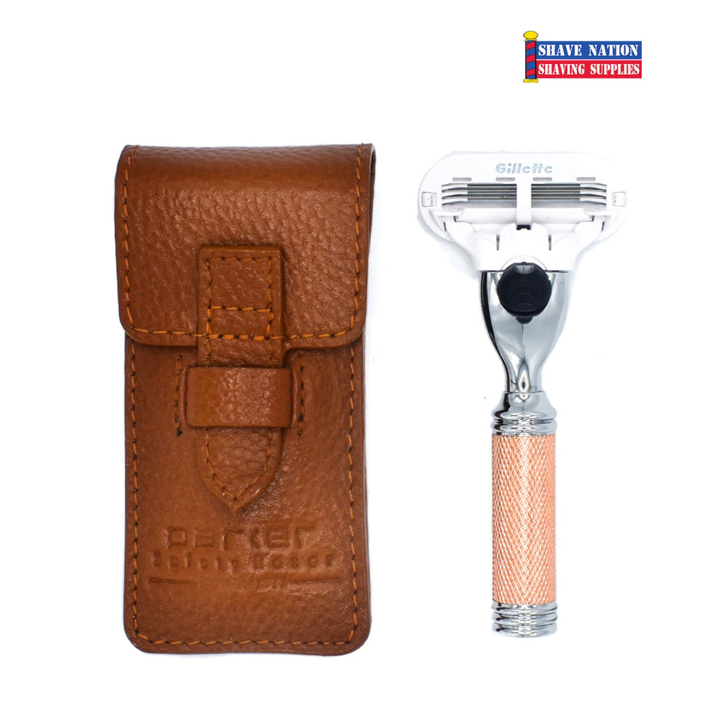 Parker Venus Compatible Travel Razor with Leather Case