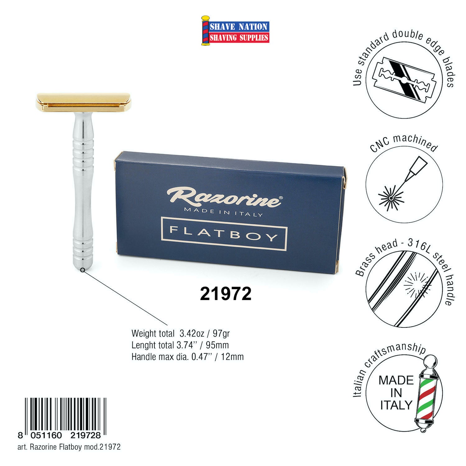 Razorine FLATBOY Safety Razor | Shave Nation Shaving Supplies®