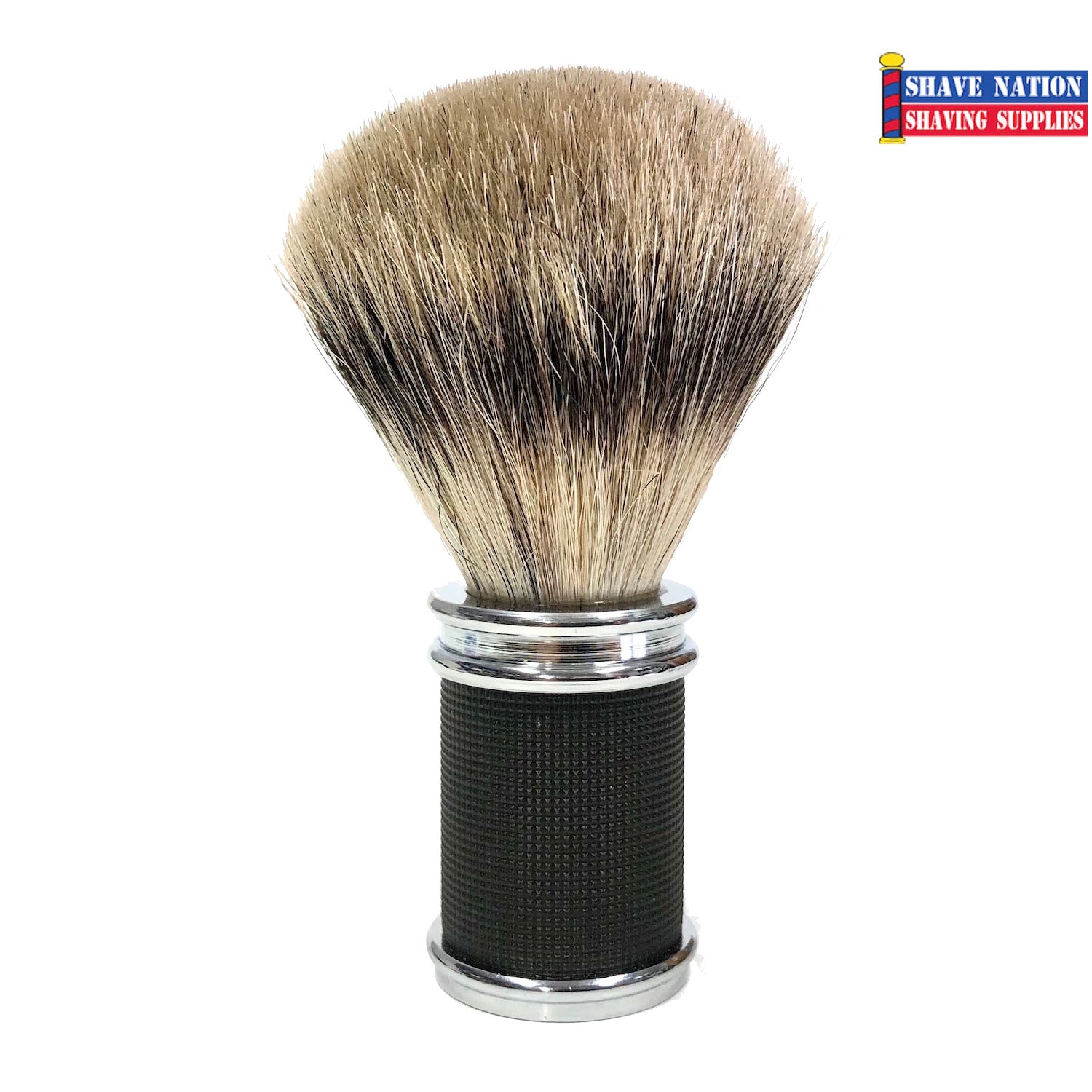 Shave Nation 3D Black and Chrome Handle Pure Badger Brush