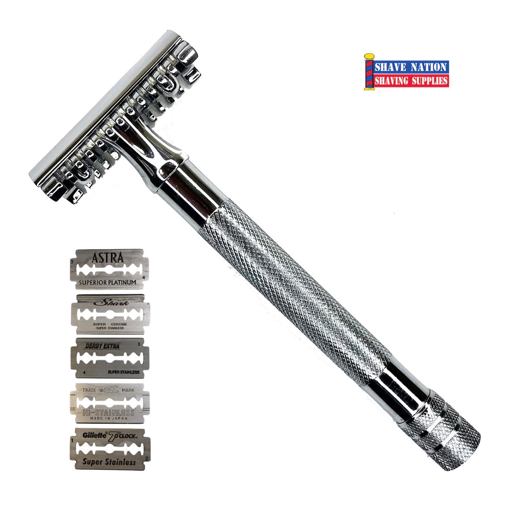 Shave Nation SN270 Open Comb Safety Razor with Blades
