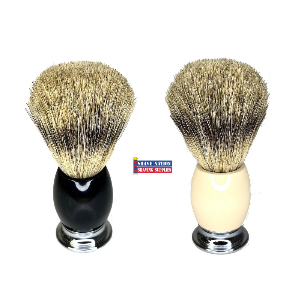 Shave Nation Heavy Two-Tone Chrome Handle Pure Badger Brush