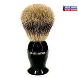 Shave Nation Polished Black Handle Pure Badger Brush-Blem