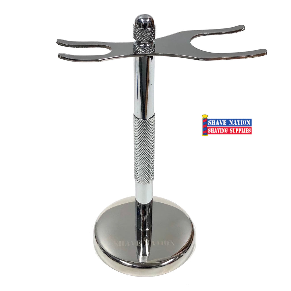 Shave Nation Deluxe Chrome Razor & Brush Stand