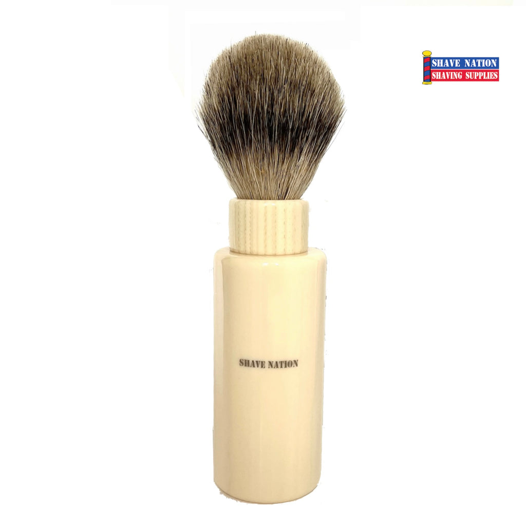 Shave Nation Best Badger Travel Brush Ivory Resin