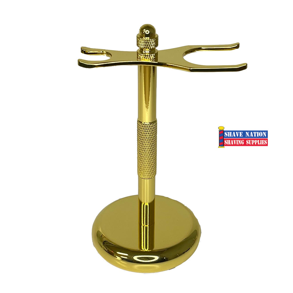 Shave Nation Deluxe Gold Razor & Brush Stand