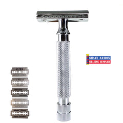 Shave Nation Gripper Closed Comb Safety Razor with Blades