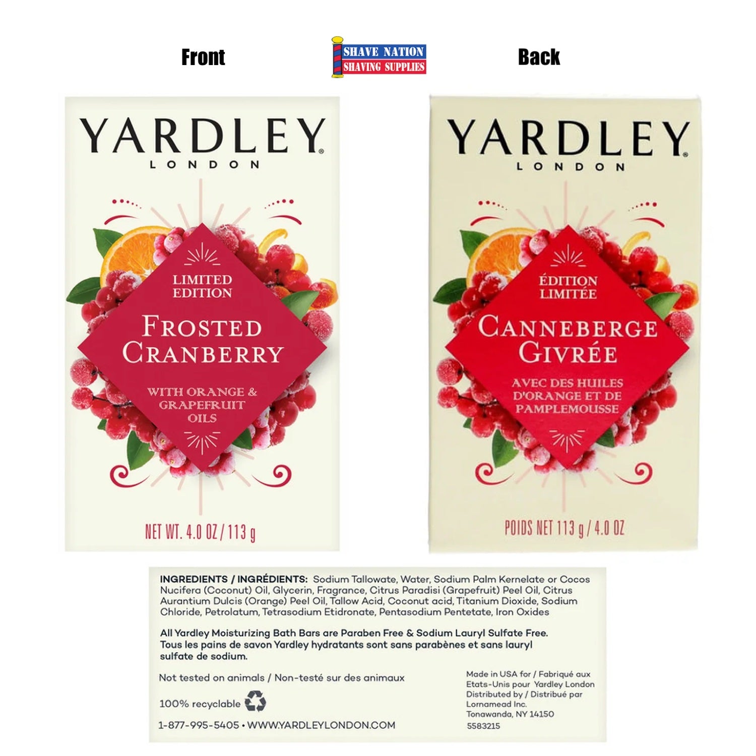 Yardley Limited Edition Frosted Cranberry Bar Soap